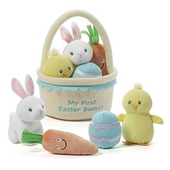 GUND Baby My First Easter Basket Playset Stuffed Plush, 5 pieces