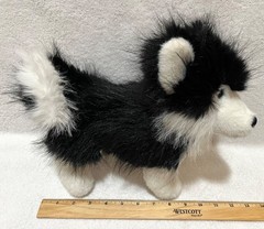 Apricot Lamb Fuzzy Black & White Husky 12″ Plush Toy Dog Alaskan Malamute