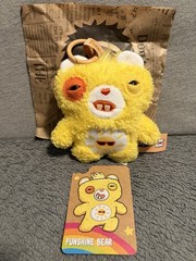 NEW Fuggler Plush Care Bears 😎 FUNSHINE BEAR 5”Keychain Bag Charm Clip ✅ Out