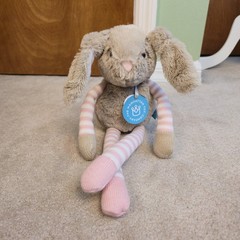 Manhattan Toy Co Twiggies Jilly Plush Bunny Rabbit Tan Pink White Striped 16″