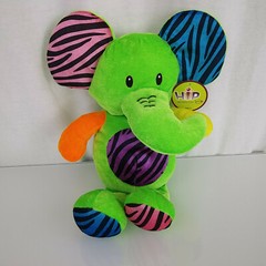 Emerald Toy Stuffed Plush Neon Green Blue Yellow Orange Pink Zebra Elephant 15″