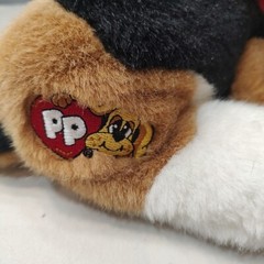 Vtg 2004 Mattel Pound Puppies Tricolor Dog Puppy Plush Toy Red Bow Floppy Ears