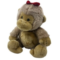 Monkey Girl Vintage Plush with Red Bow Circus Zoo Safari Jungle Stuffed Animal