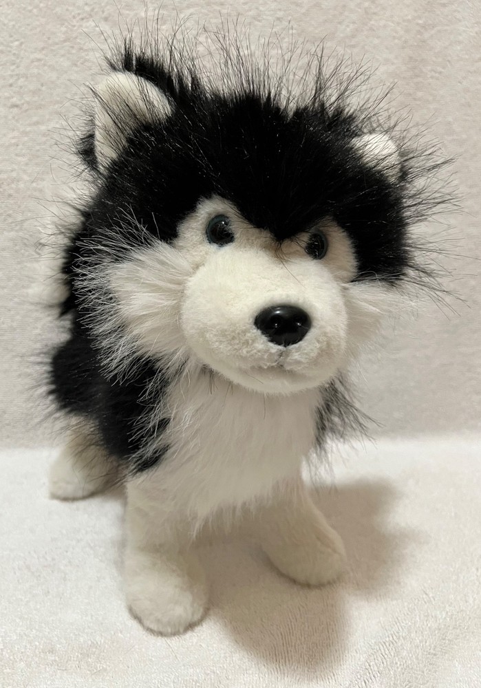 Apricot Lamb Fuzzy Black & White Husky 12″ Plush Toy Dog Alaskan Malamute