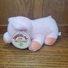 1987 Fundamental Too Squeezem’s Pink Pig Plush 9 Inch Stuffed Animal Rattle