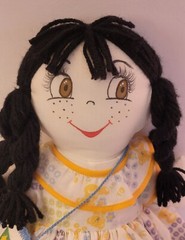 15″ Handmade Rag Doll with Brazilian Crossover Bag Black Braids Teddy Bear Dress