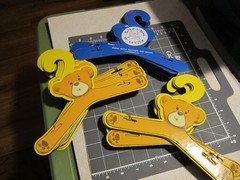 32 Cardboard Build A Bear Hangers Yellow Bear on one size Blue on other Side