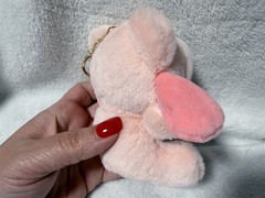 HELLO KITTY SANRIO MY MELODY PLUSH KEYCHAIN IN PINK BEAR OUTFIT LOVE PINK BOW