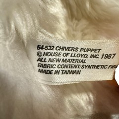 Vintage House of Lloyd Chivers Hand Puppet Plush White Furry Animal Pink Nose 9″