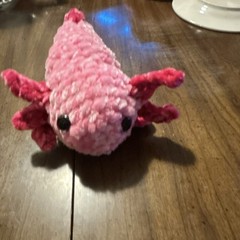 Handmade Pink Axolotl Small Stuffed Animal Plush for Ages 3-7 Years, 3-4, 5-7