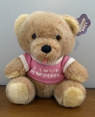 VINTAGE 1985 DAKIN PILLOW SOFT TEDDY BEAR I LOVE MOMMY PINK KNIT SWEATER W/ TAG