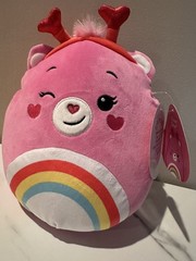 Squishmallows Care Bears Cheer Bear 8 Inch Rainbow Tummy Soft Plush Pink NEW