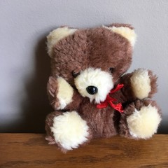 Vintage Russ Berrie Plush Brown Teddy Bear Red Bow 4.5″ No. 259