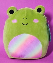 Squishmallows Doxl the Green Frog 8″ NWT Rainbow Tummy