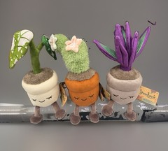 SET of 3 Greenhouse by Russ 12 in. Potted Plant Plush Set Cactus Monstera Oyster