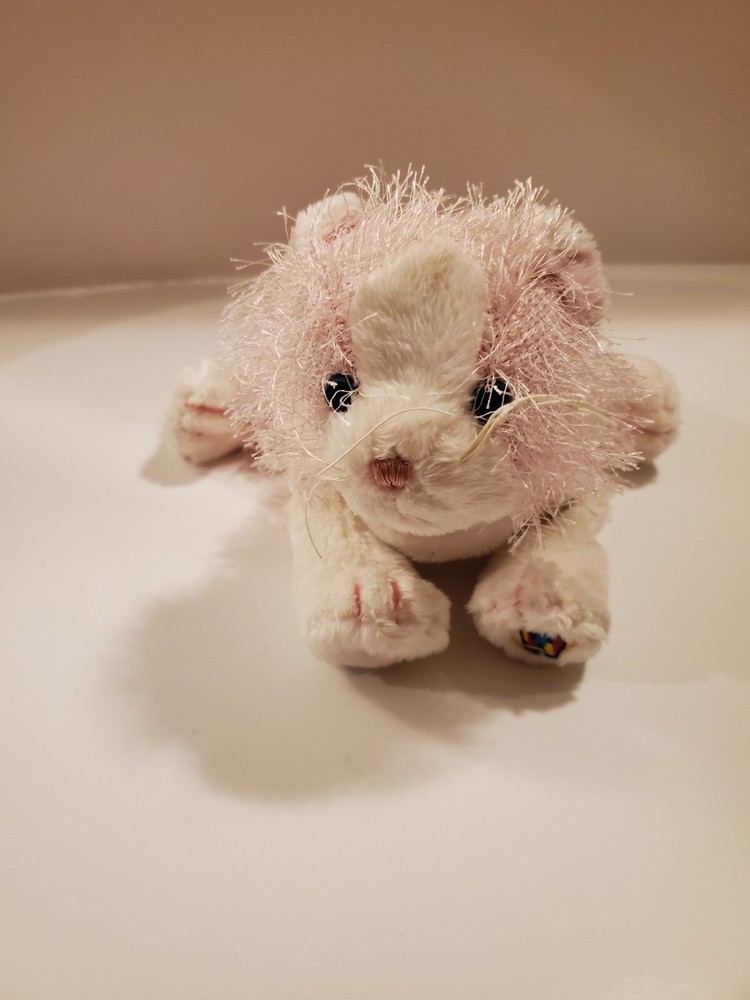 Ganz Webkinz Pink White Cat Plush Stuffed Animal No Code HM189 Fuzzy 8 Inch