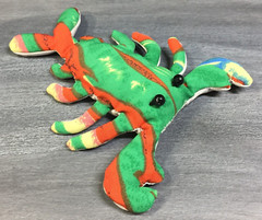1990s Sand Filled Toy Paperweight Plush Lobster Tie-Dye Made In Thailand 5″ Long