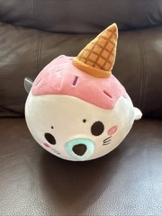 Kawaii Vanilla-Berry Nomwhal Plush 8” Adorable Seal Ice Cream NWOT