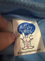 Jim Benton It’s Happy Bunny Pillow Plush Fleece Blue Rare Vintage Nostalgia Y2K