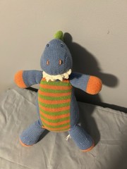 Zubels TANNER the T-Rex Dinosaur Knit Plush Stuffed Toy Striped Blue Green