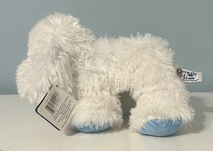 Beverly Hills Teddy Bear Co Baby 10” White & Blue Marshmallow Dog Plush Rattle