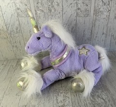 Animal Alley Purple Unicorn Plush Stars Print Glow In The Dark 18” Stars
