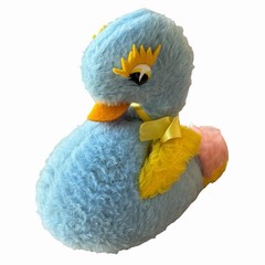 VTG Rushton Musical Plush Duck Blue Stuffed Animal Working Music Box 8”