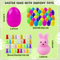 eowvsio 36 Pcs Bunny Squishy Toys with Eggs,Bunny Mochi Easter