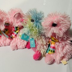 6 Shaggy Platypus Plush Stuffed Animals NEW Pink Rainbow- Lot Glitter Eyes
