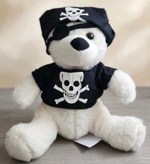 Pirate Teddy Bear 12″ Plush – White Bear with Skull&Crossbones Bandana&Eye Patch