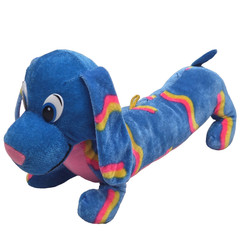 Classic Toy Co Dog Plush 13″ Blue Pink Yellow Stripes Stuffed Animal