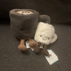 Jellycat NWT Espresso & Coffee Cup Plush Grey White Authentic Lot Set Cups