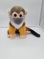Wild Republic Plush Squirrel Monkey Stuffed Animal 10 Inch Brown Gray Tail