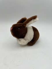 Rare R. Dakin Co. Small Bunny Rabbit Plush Brown White Pink Nose 1974 6″ 7″