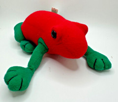 Vtg 1989 Small of the Wild Wildlife Artists Red & Green Frog Plush 7 1/2″ RARE