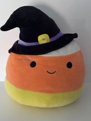 Squishmallow Candy Corn Plush with Witch Hat Cannon Approx 12″ Tall Halloween