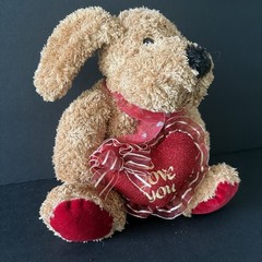 I Love You Brown Puppy Dog Plush Valentine’s Day Gift Red Heart 7”