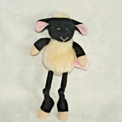Russ Black Cream Lamb Sheep Knotted Long Legs Plush Stuffed Animal Off White 10″