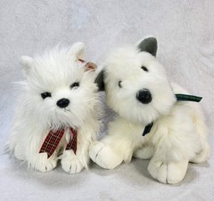 Lot 2 White Westie Terrier Plush Puppy Dogs Ganz Commonwealth Scottish Tartan