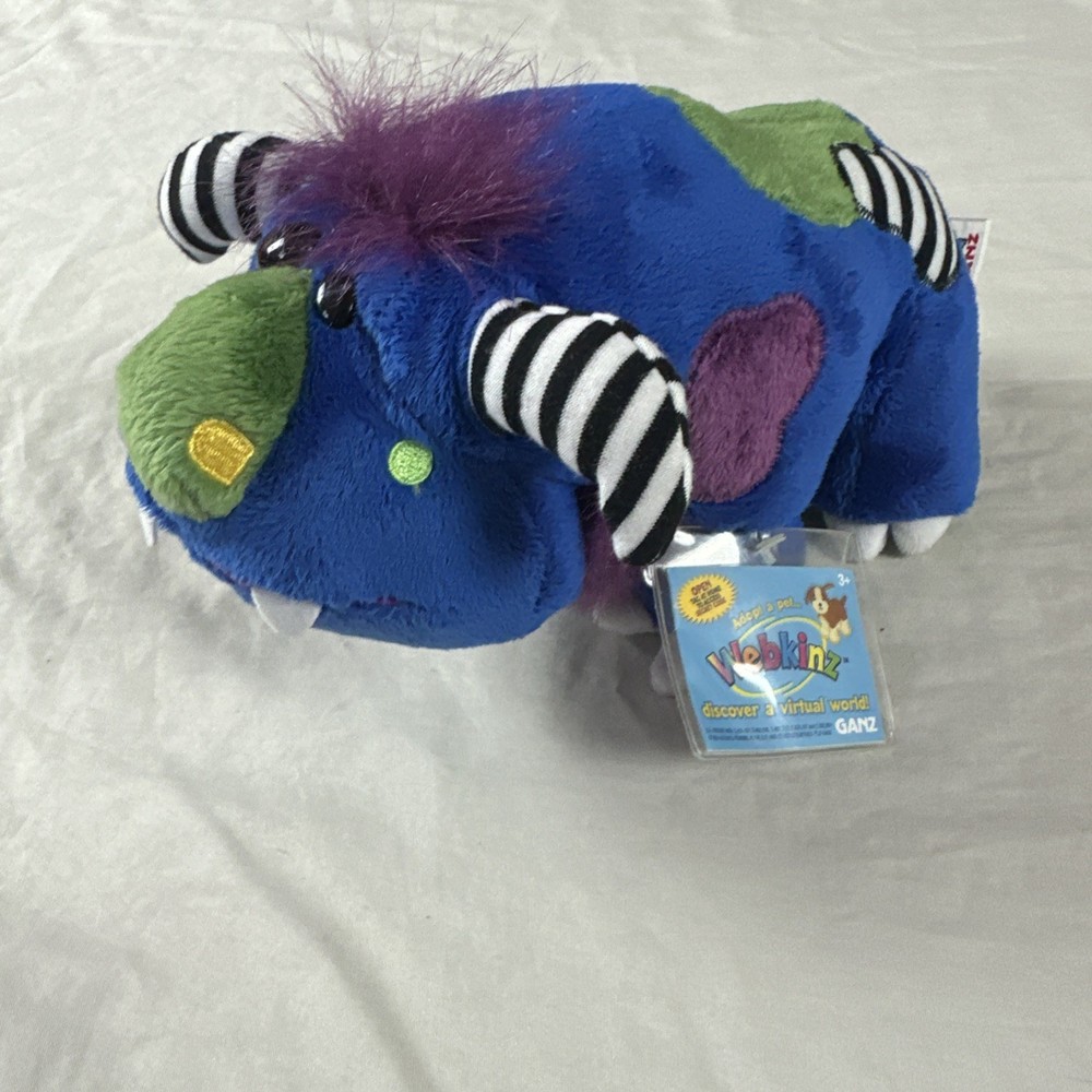 Ganz Webkinz Midnight Monster Plush Stuffed Animal WITH Code Blue Green Purple