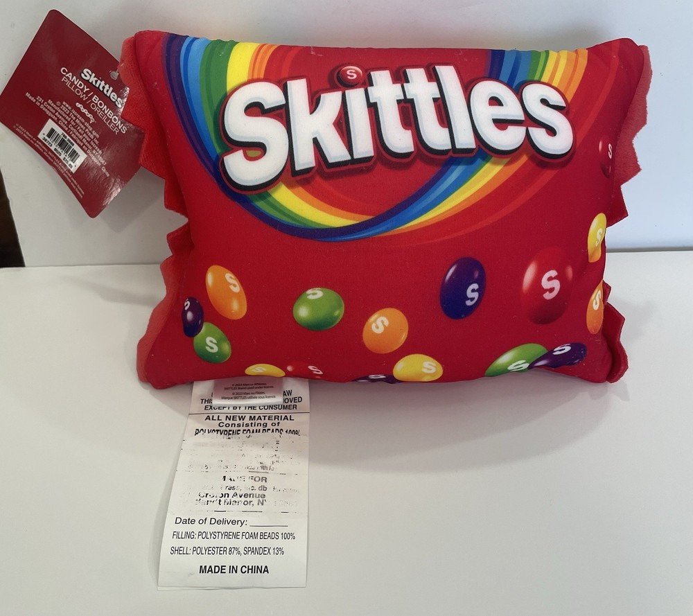 SKITTLES Candy Pillow Plush Squishable 10”x 8” New with tags