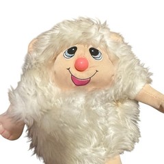 Vintage House of Lloyd Chivers Hand Puppet Plush White Furry Animal Pink Nose 9″