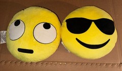 Round Emoji Smiley Face W/ Sunglasses / Rolling Eyes pillow