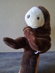 Monterey Bay Aquarium Otter Hand Puppet Plush Brown/White Washable 2004