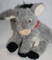 Aliki Donkey Fuzzy Plush Gray White Black Feet 9″ Red Bandana Germany Soft Toy