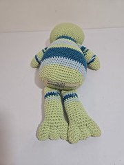 World Market Crochet Frog Plush Doll Toy Stripes 15″ Long