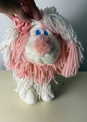 Kenner Fluppy Dog Dogs Plush Pink Yarn Fur Stuffed Animal 1986 Vintage 80s