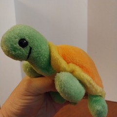 Commonwealth 1985 Pokey Orange Yellow Green Turtle Small Stuffed Plush Vtg 6 “