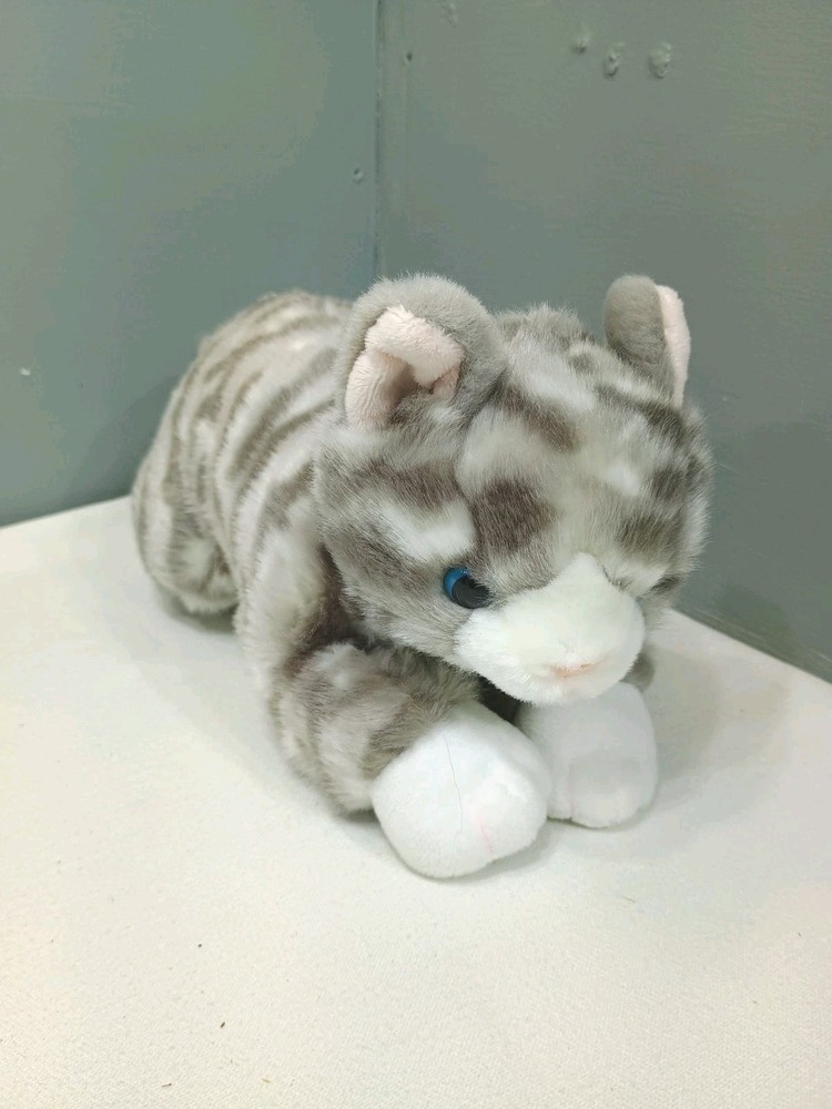 Gray and White Striped Siamese Tabby Kitty Cat Blue Eyes 13″ Plush TigerHart Toy