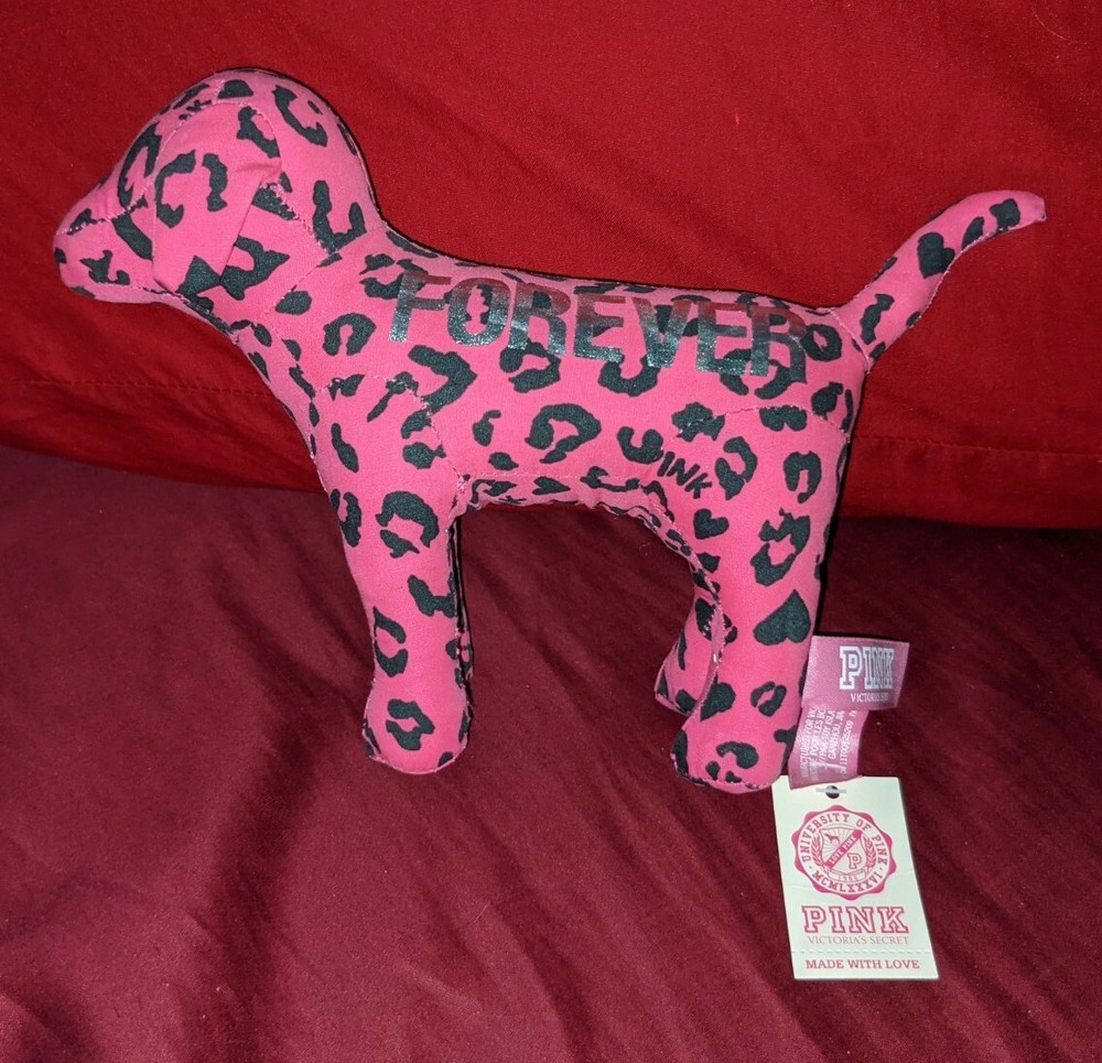 Victoria’s Secret Limited Edition 7″ Plush Dog Pink & Black Kisses NWT NEW RARE